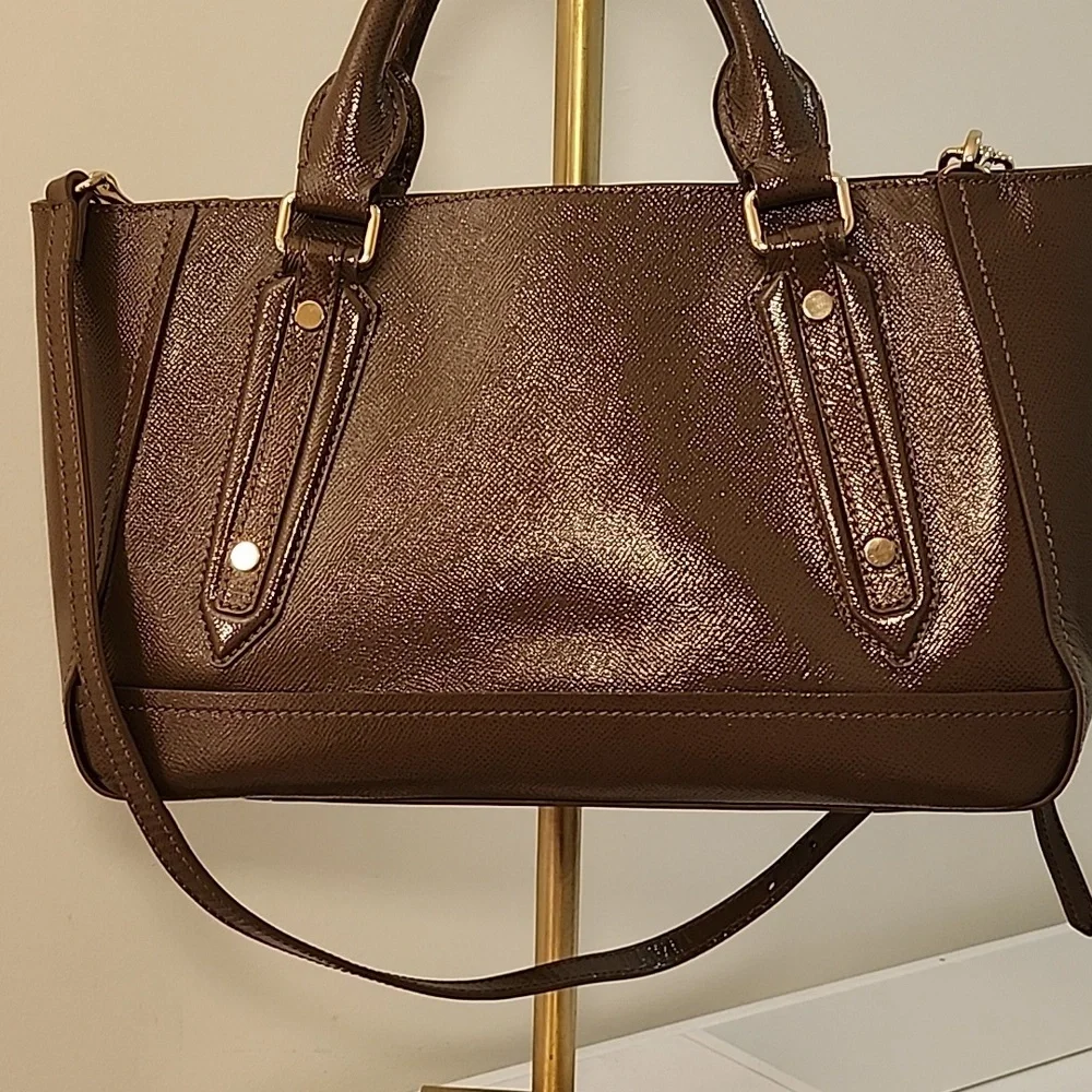 Burberry Patent Leather Somerford Tote Sachel Shoulder Bag  Officesiren - Picture 7 of 16